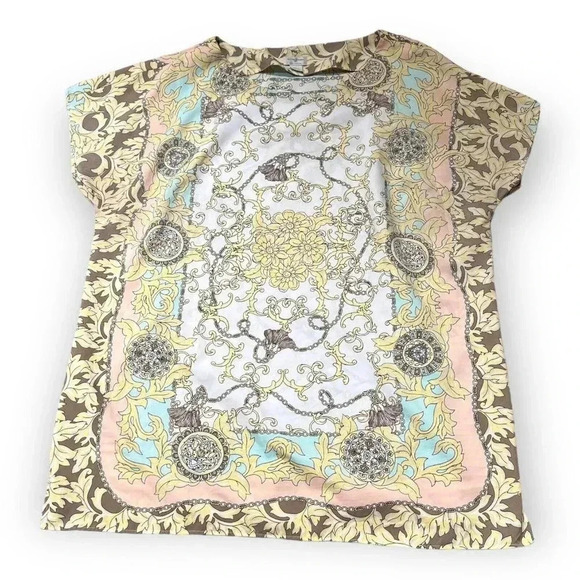 Jaclyn Smith Womens Paisley Floral Pastel Blouse Plus Sz XXL Preppy Spring - Picture 1 of 8
